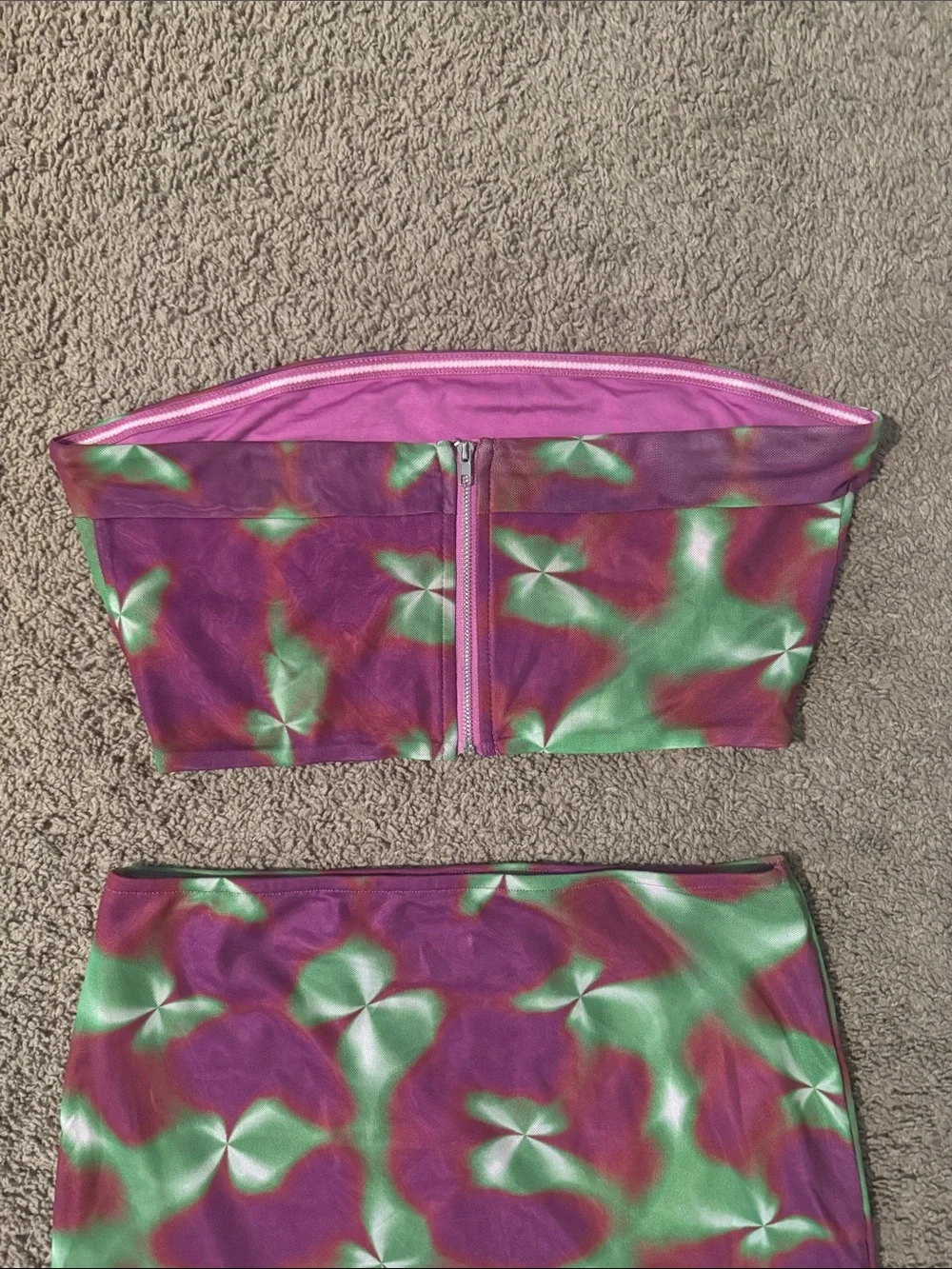 Women’s Green & Purple Tie-Dye Mini Skirt set - Superdown - Picture 2 of 2
